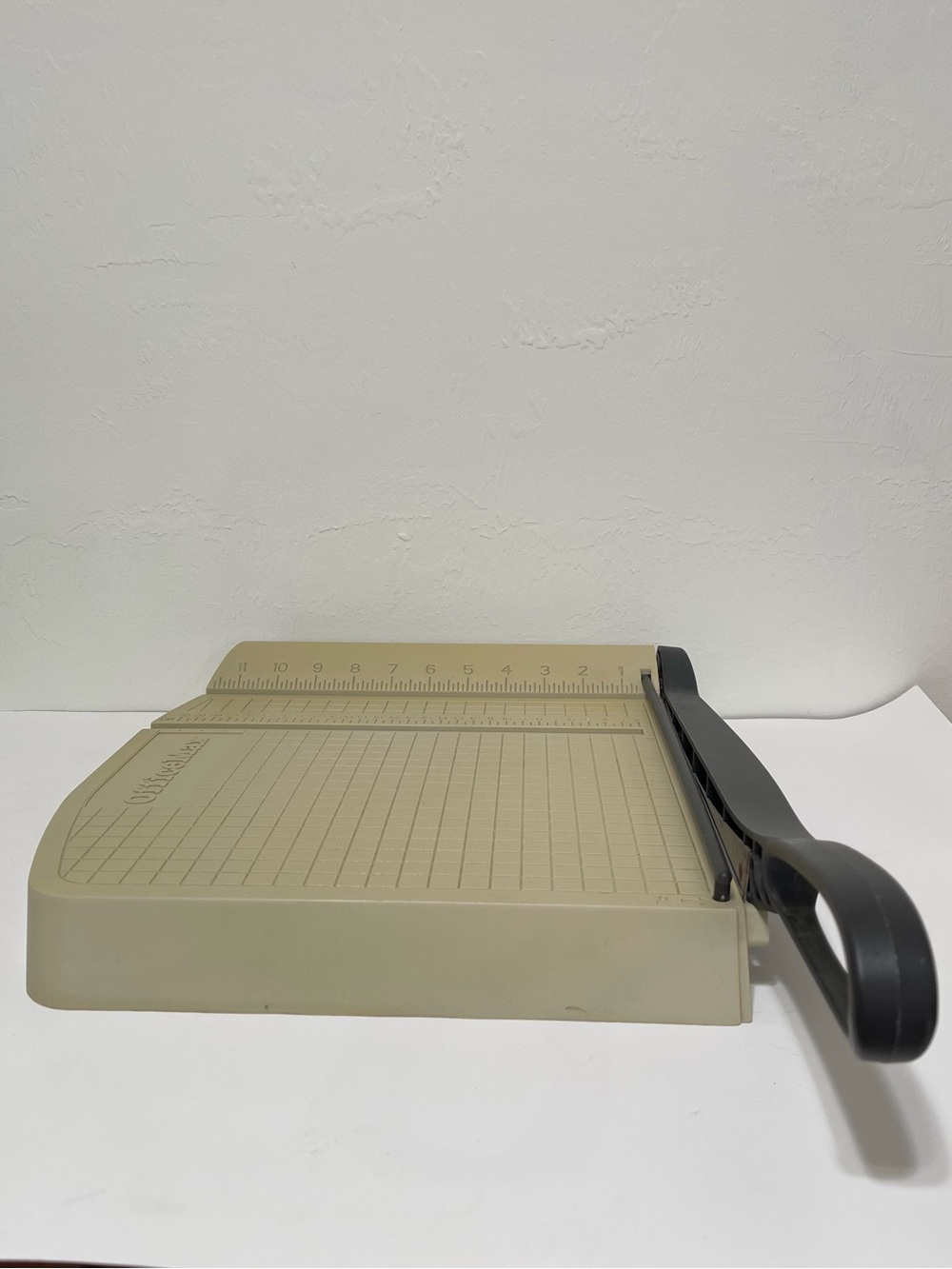 Office Max 12" Guillotine Paper Cutter Trimmer Alignment Grid Ruler Plastic Base
